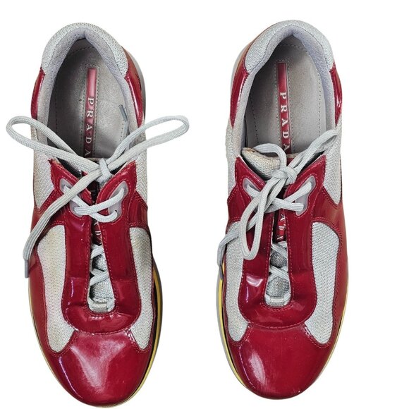 Prada Sport Patent Leather Red Sneakers Platform US 10.5 UK 9.5 EU 43.5 - Picture 1 of 12
